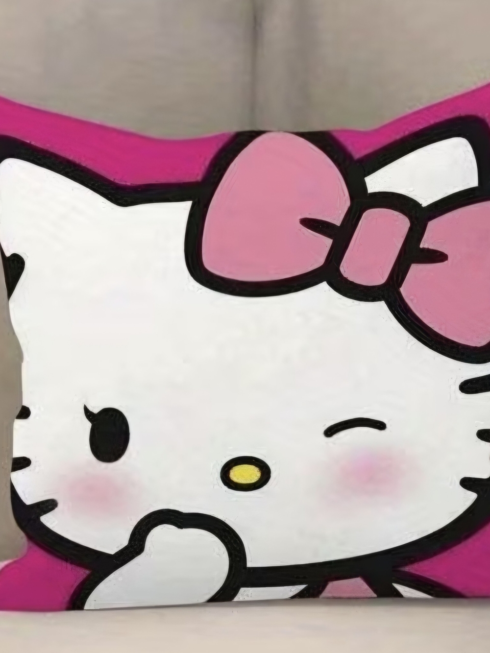 Sanrio Hello Kitty Winking Face 17" In. Throw Pillowcase in White and Pink